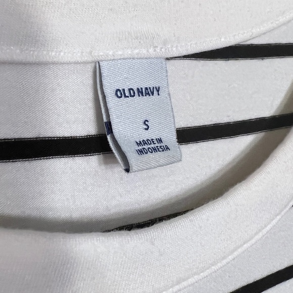 Old Navy | Long Sleeve Striped Dress - White + Black - Picture 2 of 3